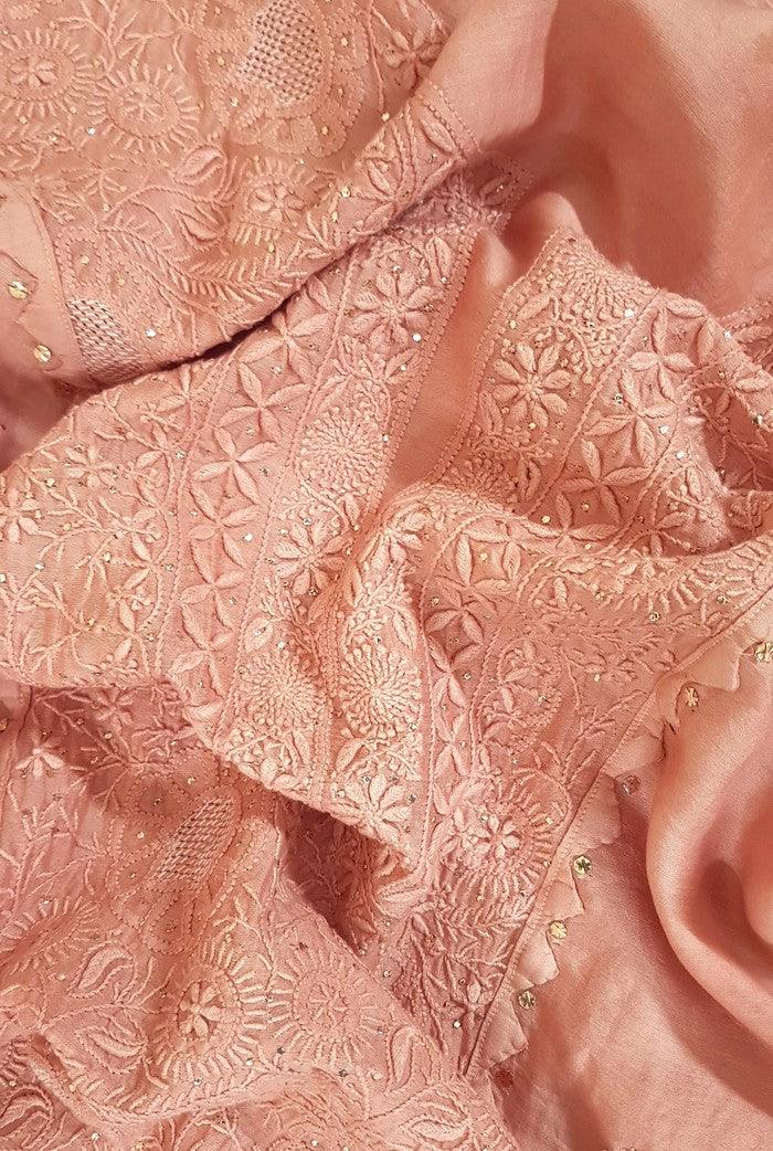 Chikankari Chanderi Designer Suit - Adah Chikankari