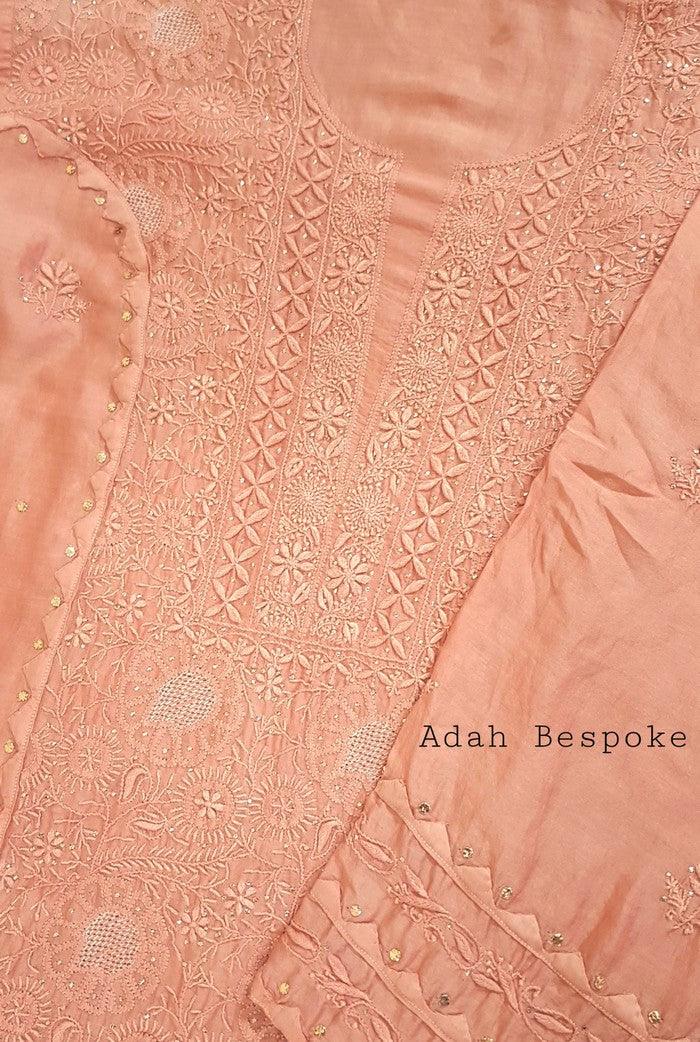 Chikankari Chanderi Designer Suit - Adah Chikankari