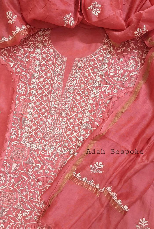 Chikankari Chanderi Designer Suit - Adah Chikankari
