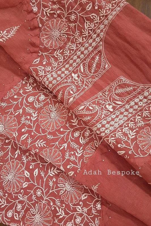 Chikankari Chanderi Designer Suit - Adah Chikankari