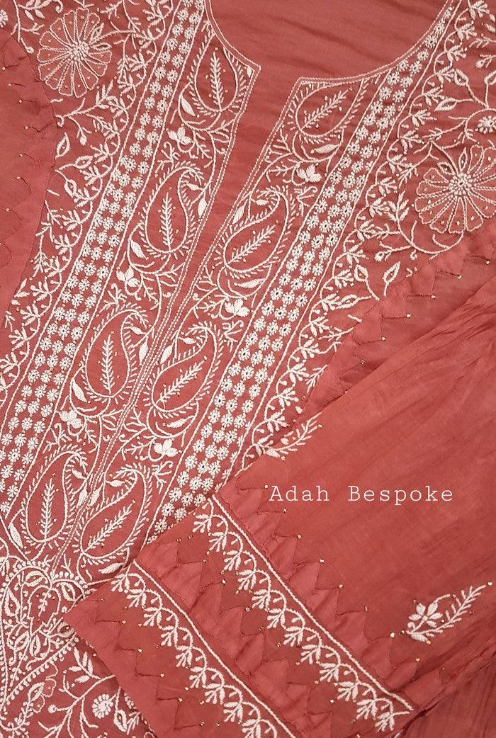 Chikankari Chanderi Designer Suit - Adah Chikankari