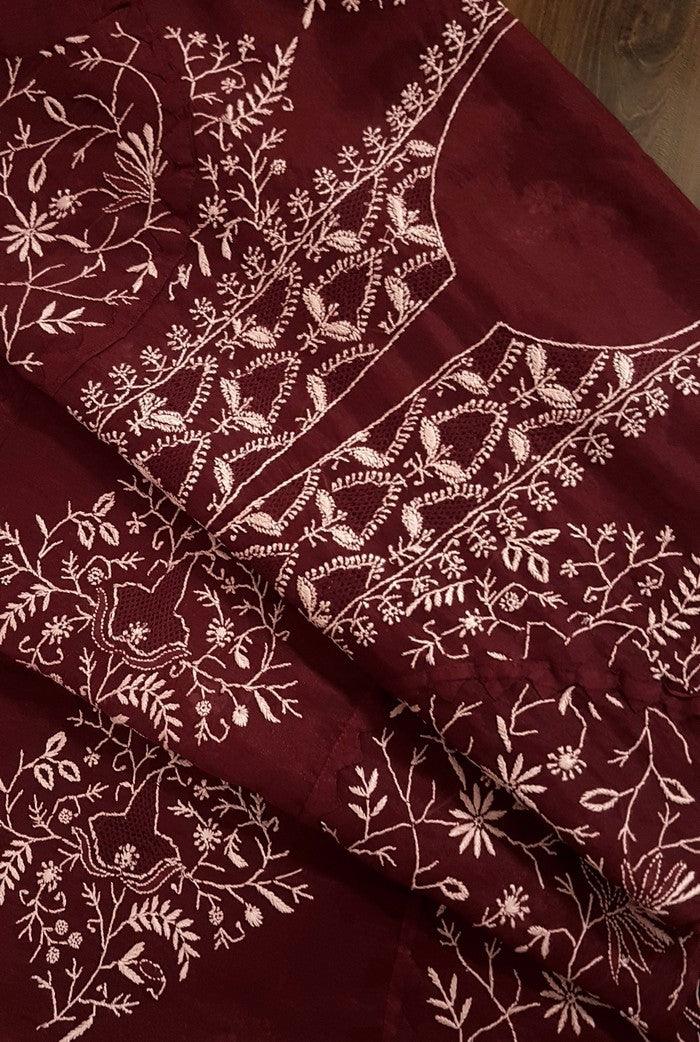 Chikankari Chanderi Designer Suit - Adah Chikankari