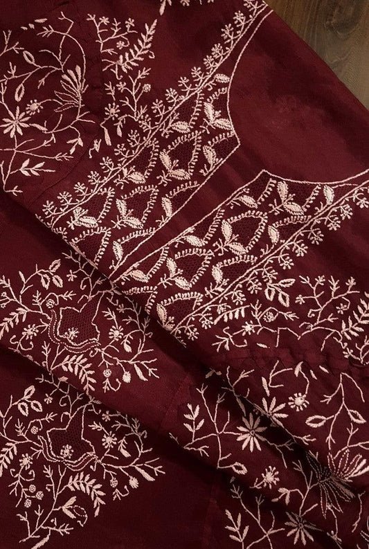 Chikankari Chanderi Designer Suit - Adah Chikankari