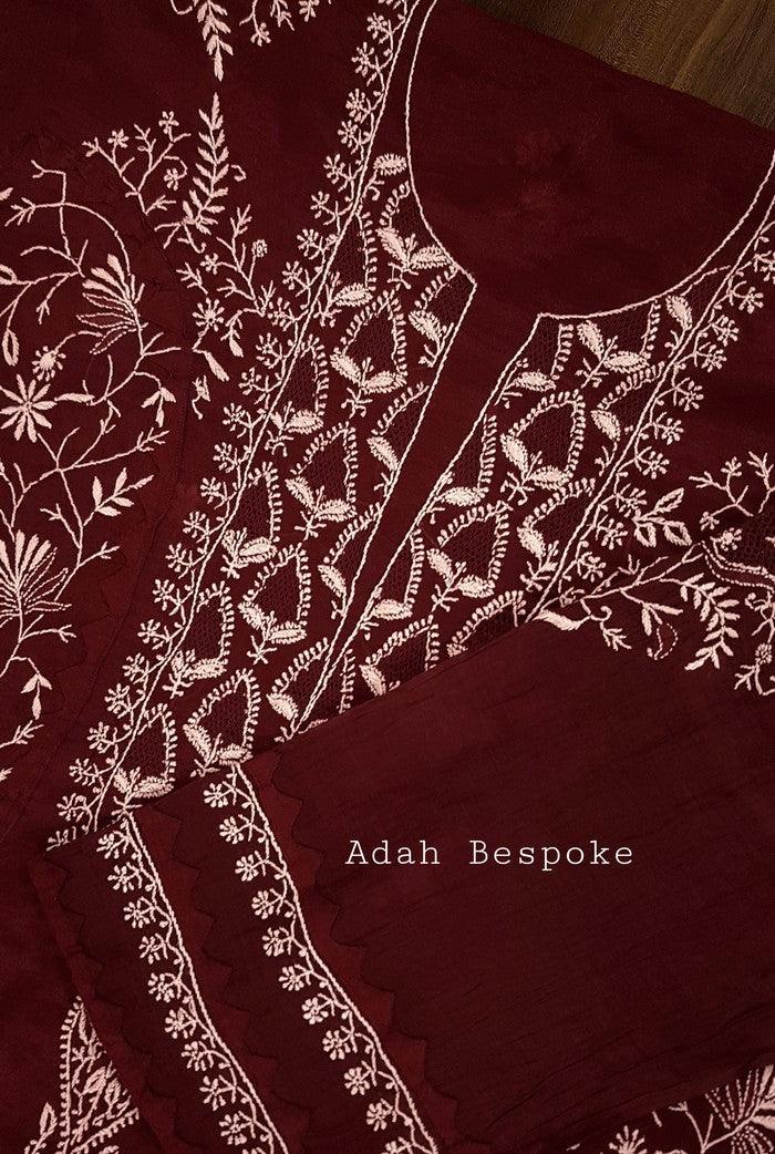 Chikankari Chanderi Designer Suit - Adah Chikankari