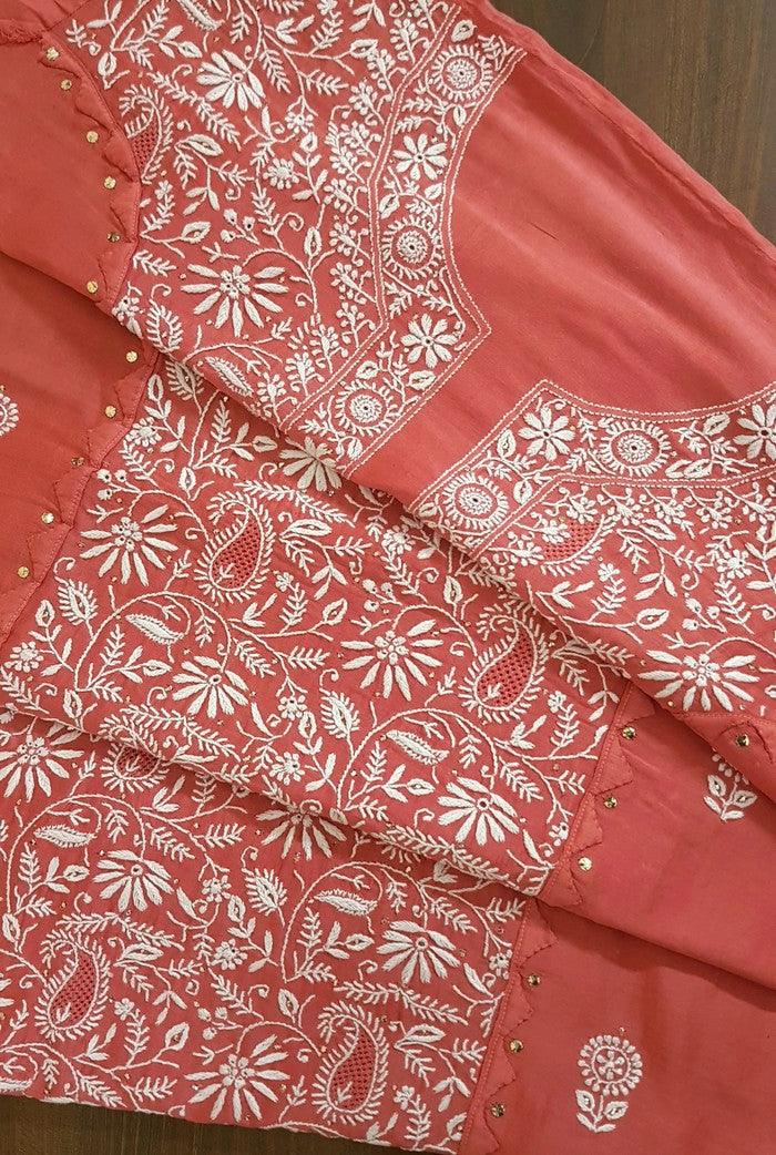 Chikankari Chanderi Designer Suit - Adah Chikankari