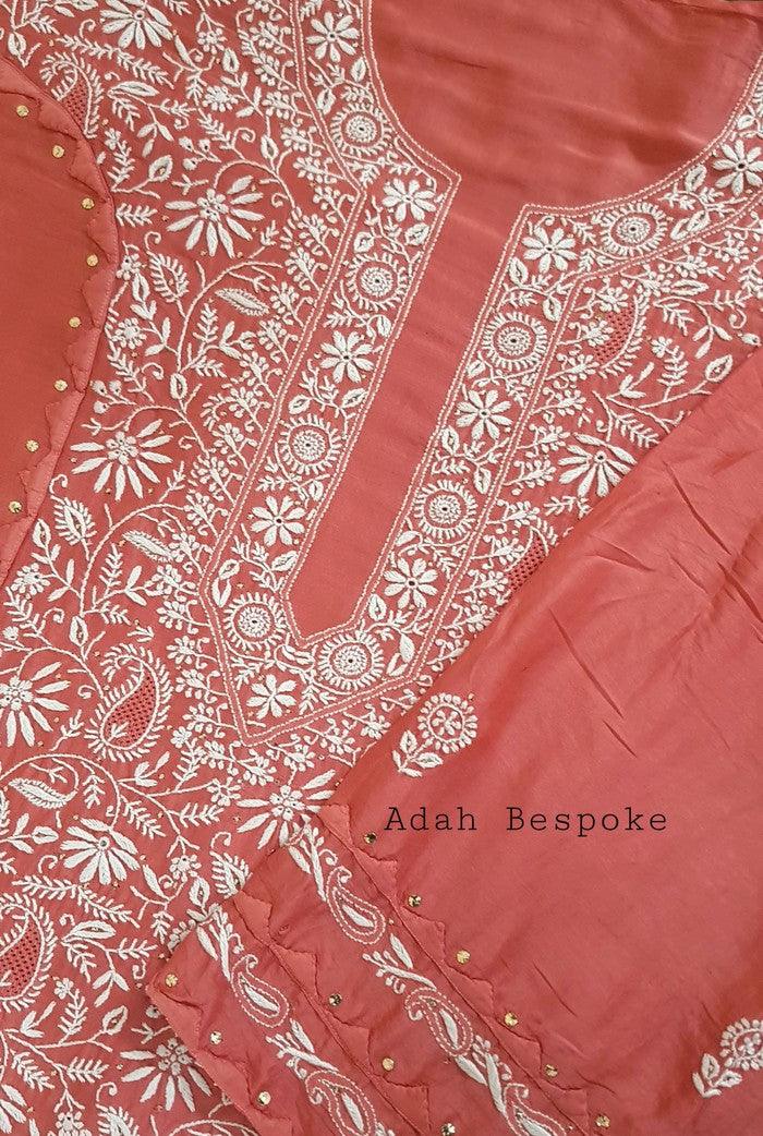 Chikankari Chanderi Designer Suit - Adah Chikankari