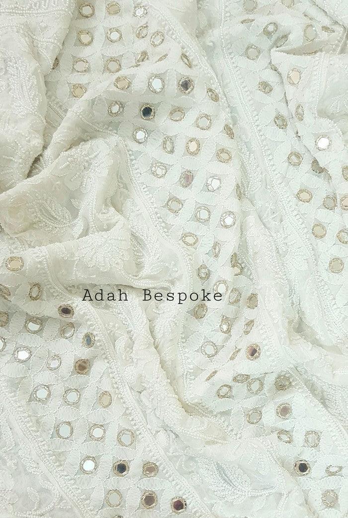 Chikankari Pure Georgette Anarkali ( Pearl & Mirror Work ) - Adah Chikankari
