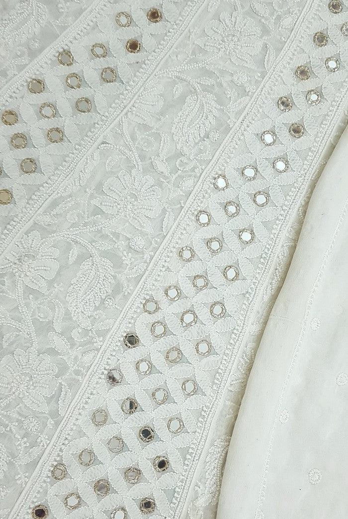 Chikankari Pure Georgette Anarkali ( Pearl & Mirror Work ) - Adah Chikankari