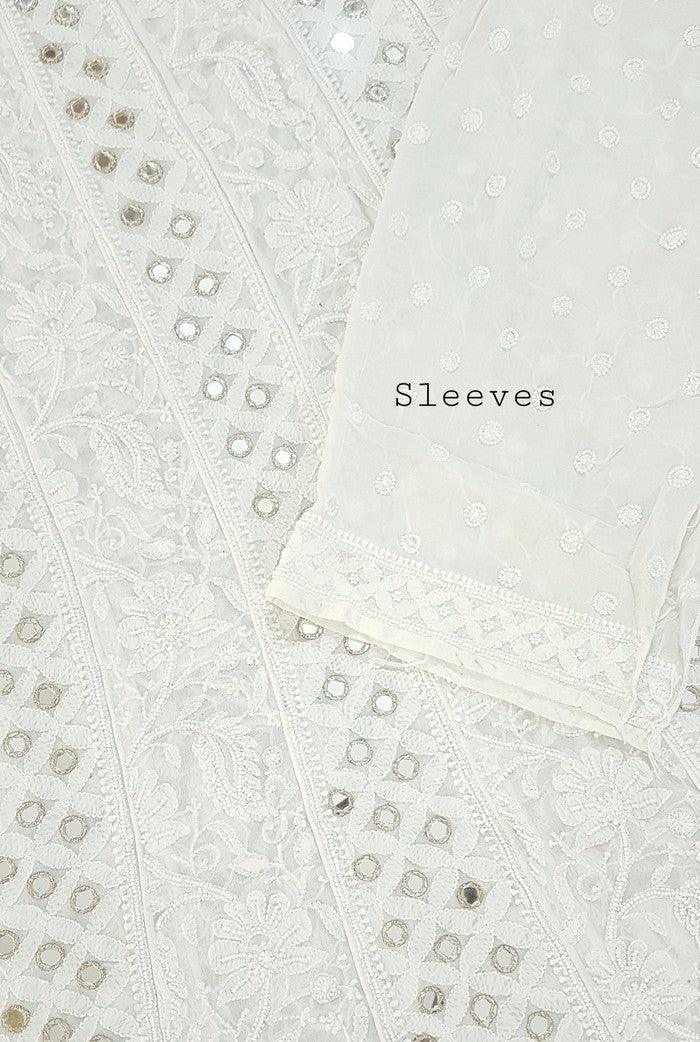 Chikankari Pure Georgette Anarkali ( Pearl & Mirror Work ) - Adah Chikankari