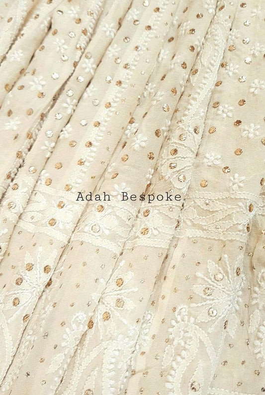 Chikankari Pure Georgette Anarkali ( Semi Stitched ) - Adah Chikankari
