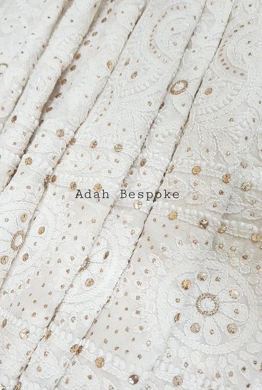 Chikankari Pure Georgette Anarkali ( Semi Stitched ) - Adah Chikankari