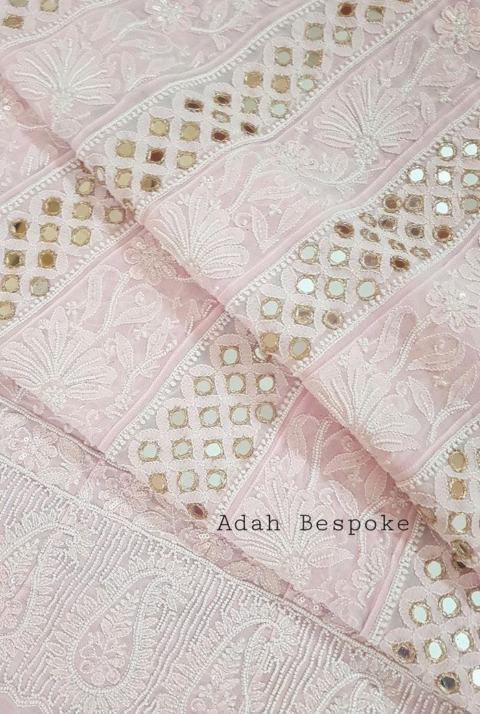 Chikankari Pure Georgette Anarkali ( Pearl & Mirror Work ) - Adah Chikankari