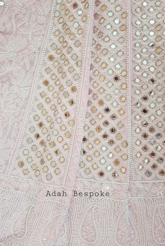 Chikankari Pure Georgette Anarkali ( Pearl & Mirror Work ) - Adah Chikankari