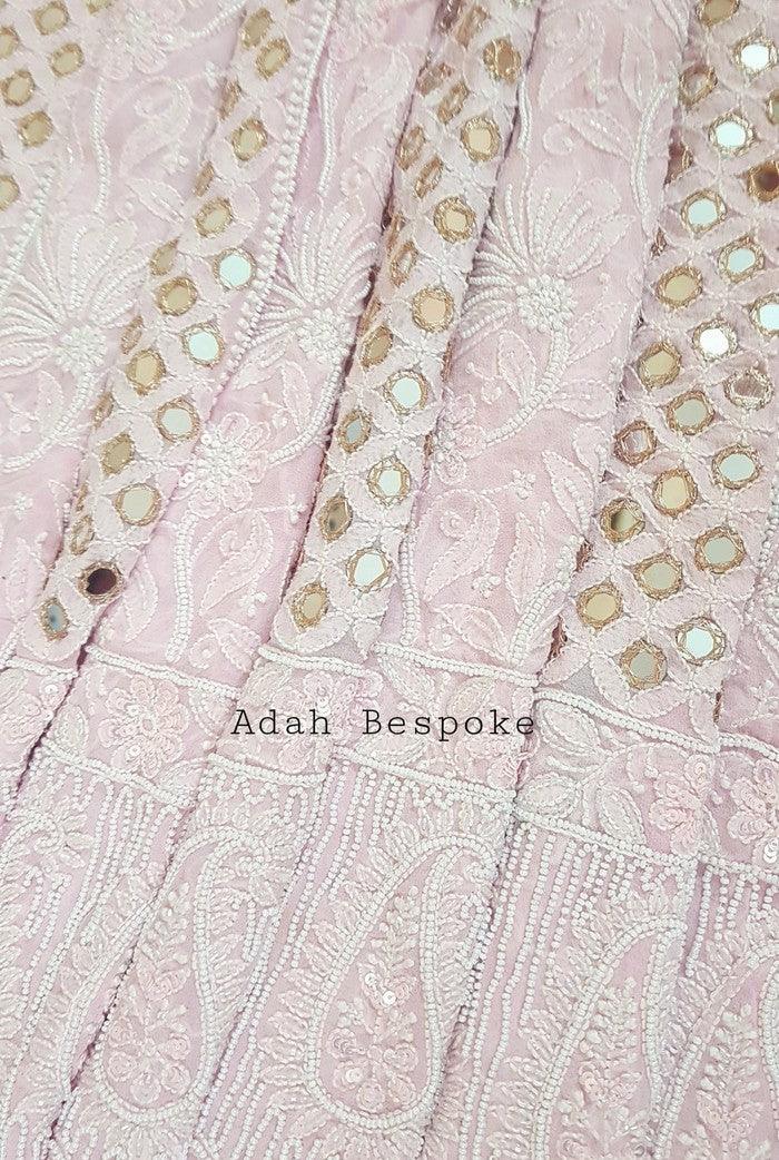Chikankari Pure Georgette Anarkali ( Pearl & Mirror Work ) - Adah Chikankari