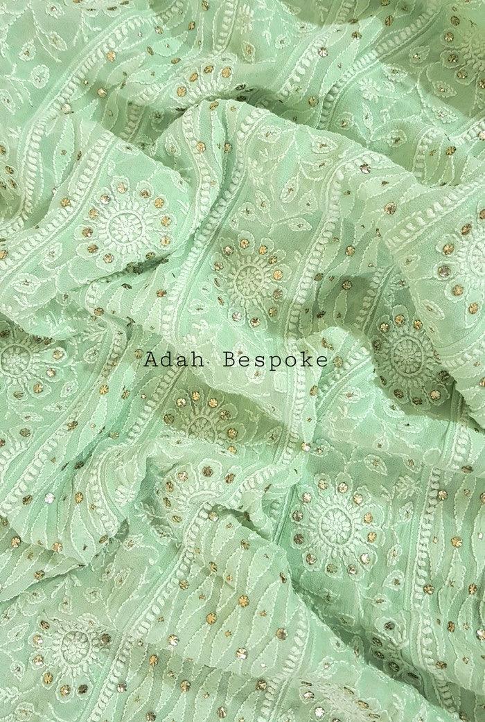 Chikankari Pure Georgette Anarkali ( Semi Stitched ) - Adah Chikankari