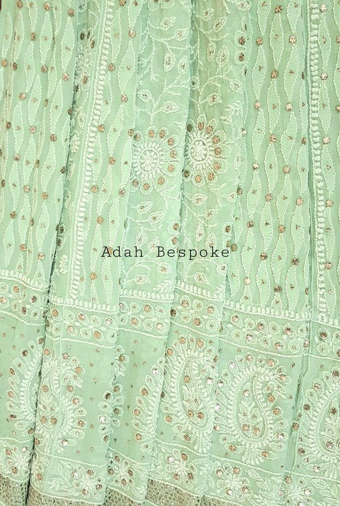 Chikankari Pure Georgette Anarkali ( Semi Stitched ) - Adah Chikankari