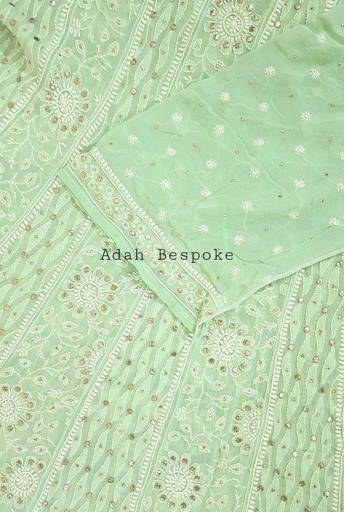 Chikankari Pure Georgette Anarkali ( Semi Stitched ) - Adah Chikankari