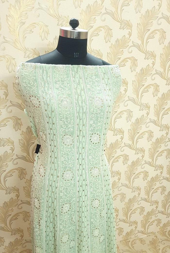 Chikankari Pure Georgette Anarkali ( Semi Stitched ) - Adah Chikankari