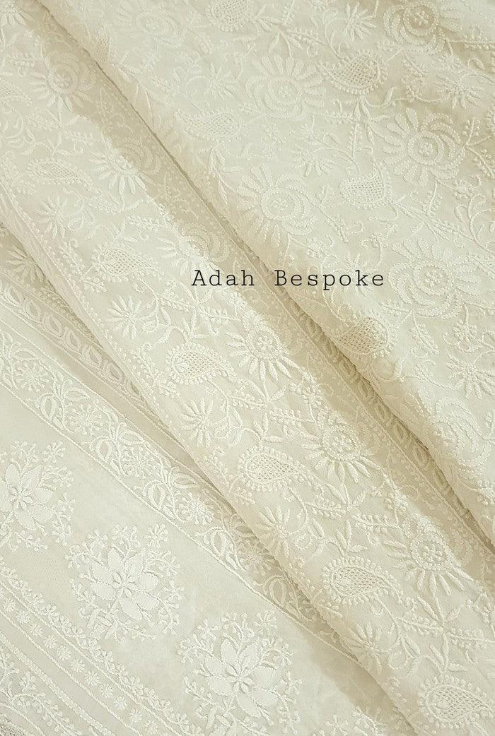 Pure Georgette Chikankari Saree ( Do Taar ) - Adah Chikankari