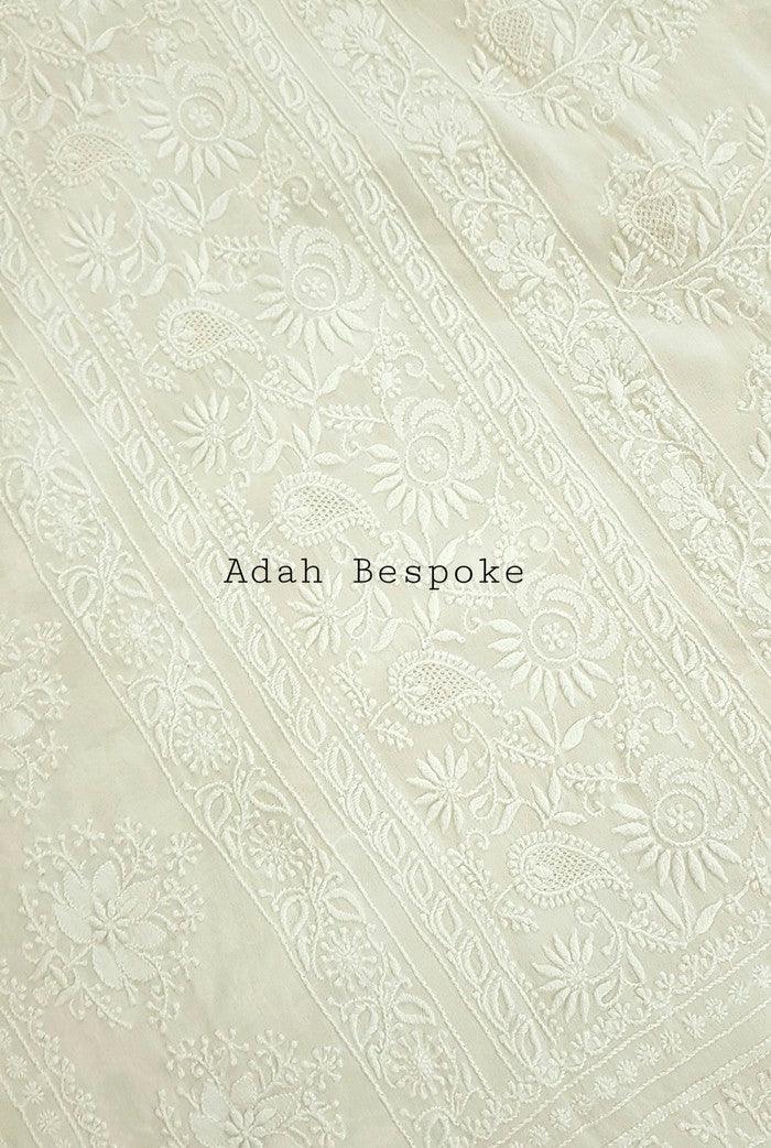 Pure Georgette Chikankari Saree ( Do Taar ) - Adah Chikankari