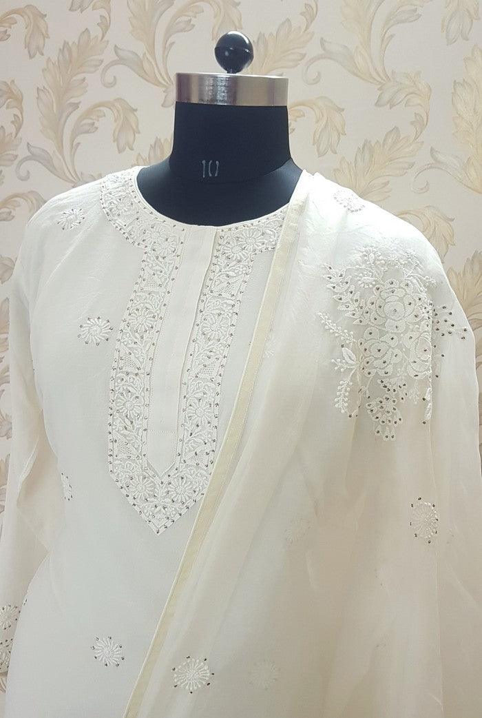 Chikankari Pure Georgette Suit ( Fine Work ) - Adah Chikankari
