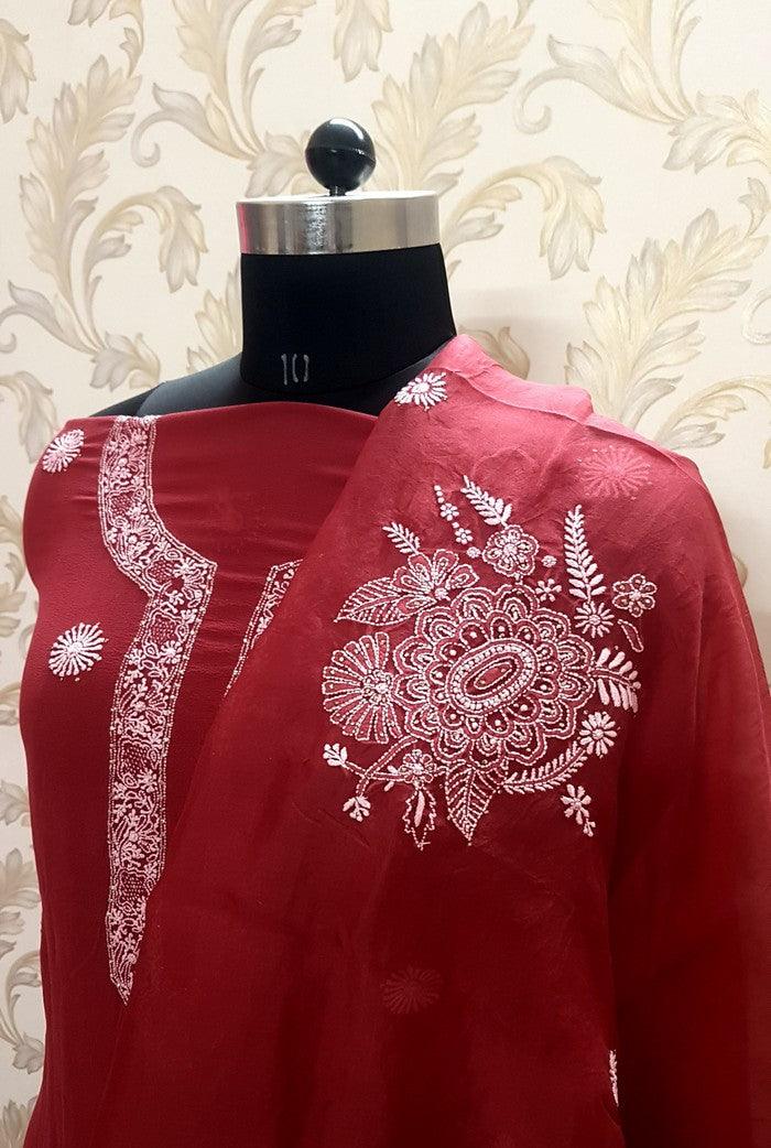 Chikankari Pure Georgette Suit ( Fine Work ) - Adah Chikankari