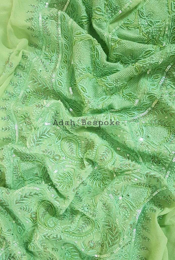 Chikankari Pure Georgette Suit ( Pearl & Sequins ) - Adah Chikankari