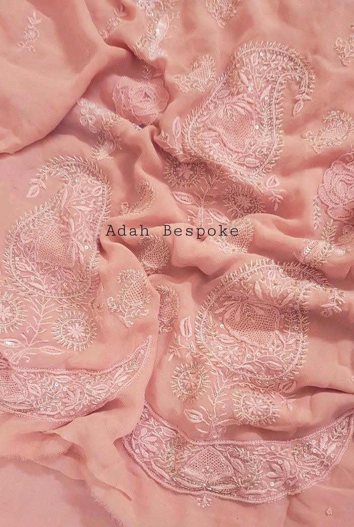 Chikankari Pure Georgette Suit ( Pearl & Sequins ) - Adah Chikankari