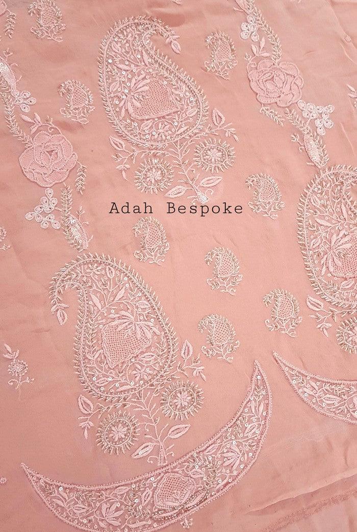 Chikankari Pure Georgette Suit ( Pearl & Sequins ) - Adah Chikankari