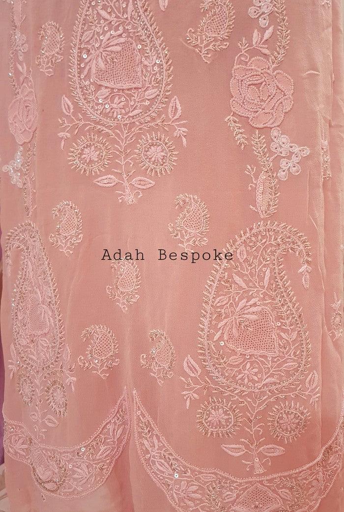Chikankari Pure Georgette Suit ( Pearl & Sequins ) - Adah Chikankari