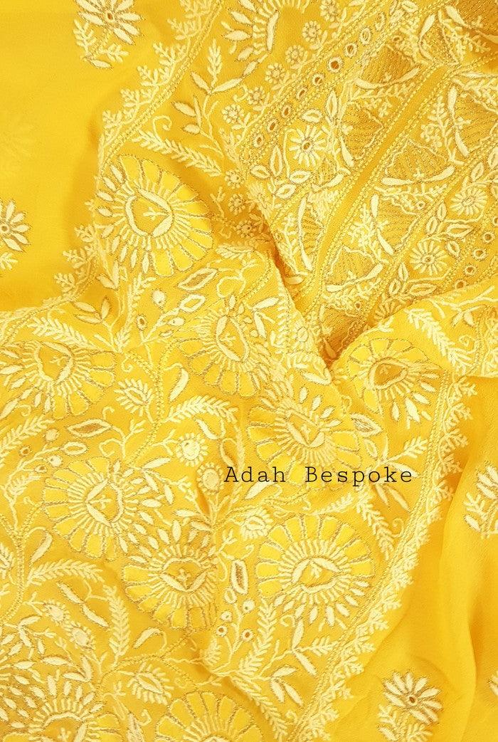 Chikankari Pure Georgette Suit ( Kasab Work) - Adah Chikankari