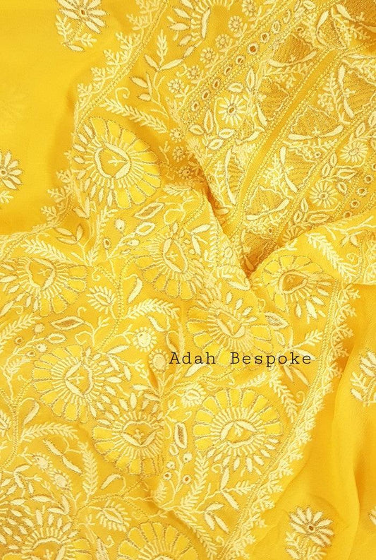 Chikankari Pure Georgette Suit ( Kasab Work) - Adah Chikankari
