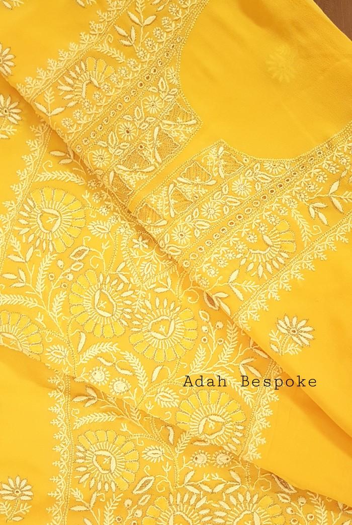 Chikankari Pure Georgette Suit ( Kasab Work) - Adah Chikankari