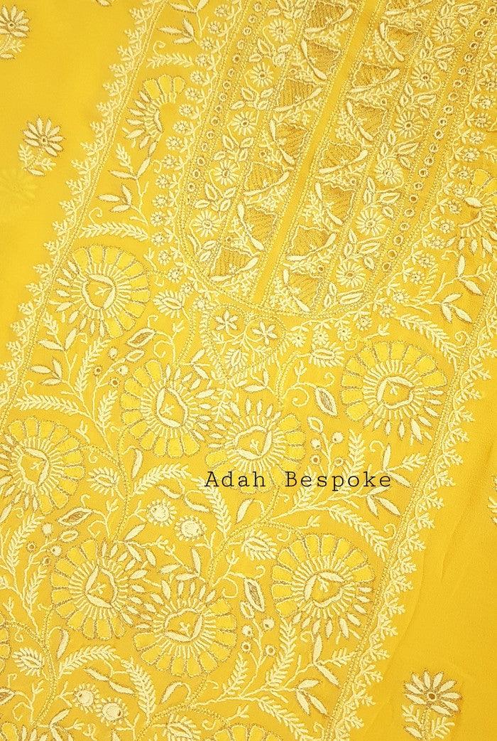 Chikankari Pure Georgette Suit ( Kasab Work) - Adah Chikankari