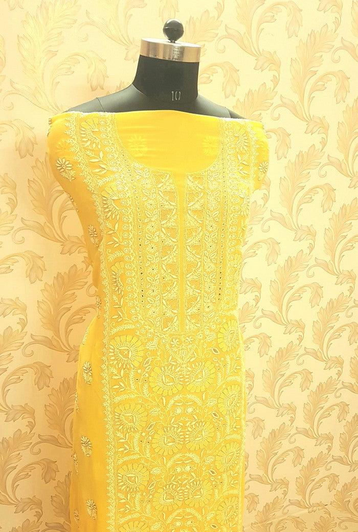 Chikankari Pure Georgette Suit ( Kasab Work) - Adah Chikankari