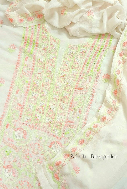 Chikankari Pure Georgette Suit ( Do Taar ) - Adah Chikankari