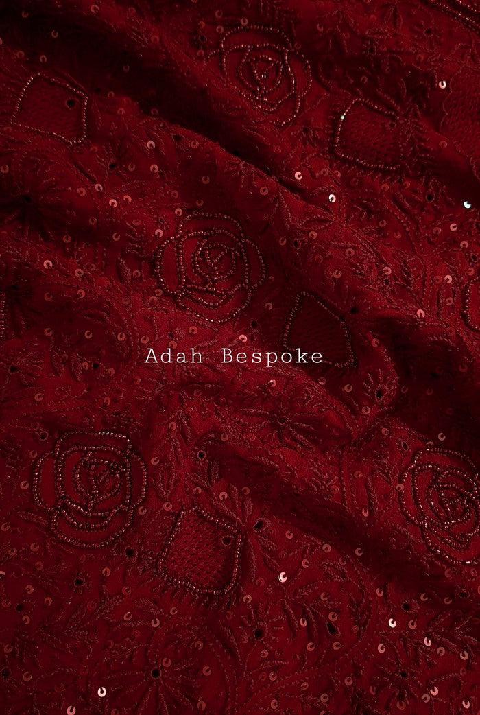 Chikankari Pure Georgette Suit ( Pearl & Sequins ) - Adah Chikankari