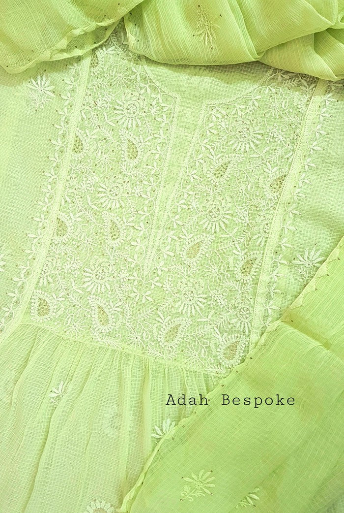 Chikankari Kota Cotton Anarkali ( Semi Stitched ) - Adah Chikankari