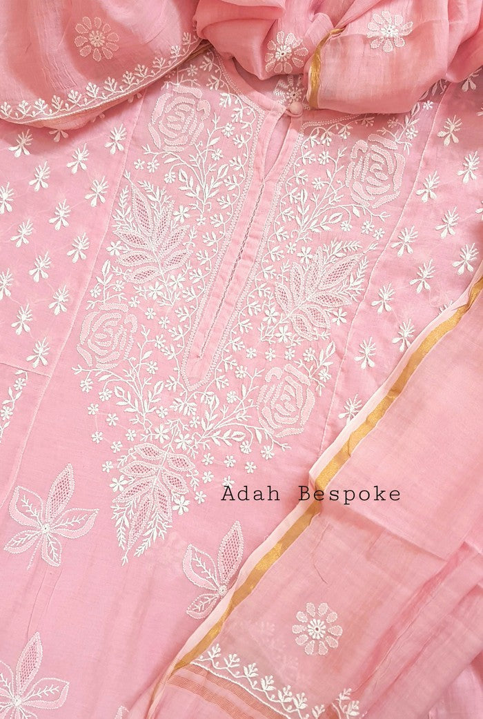Mul Chanderi Designer Anarkali ( Semi Stitched )