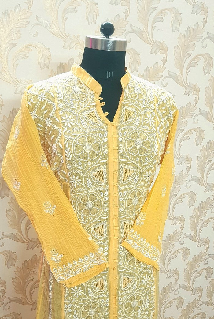 Mul Chanderi Designer Anarkali ( Semi Stitched )