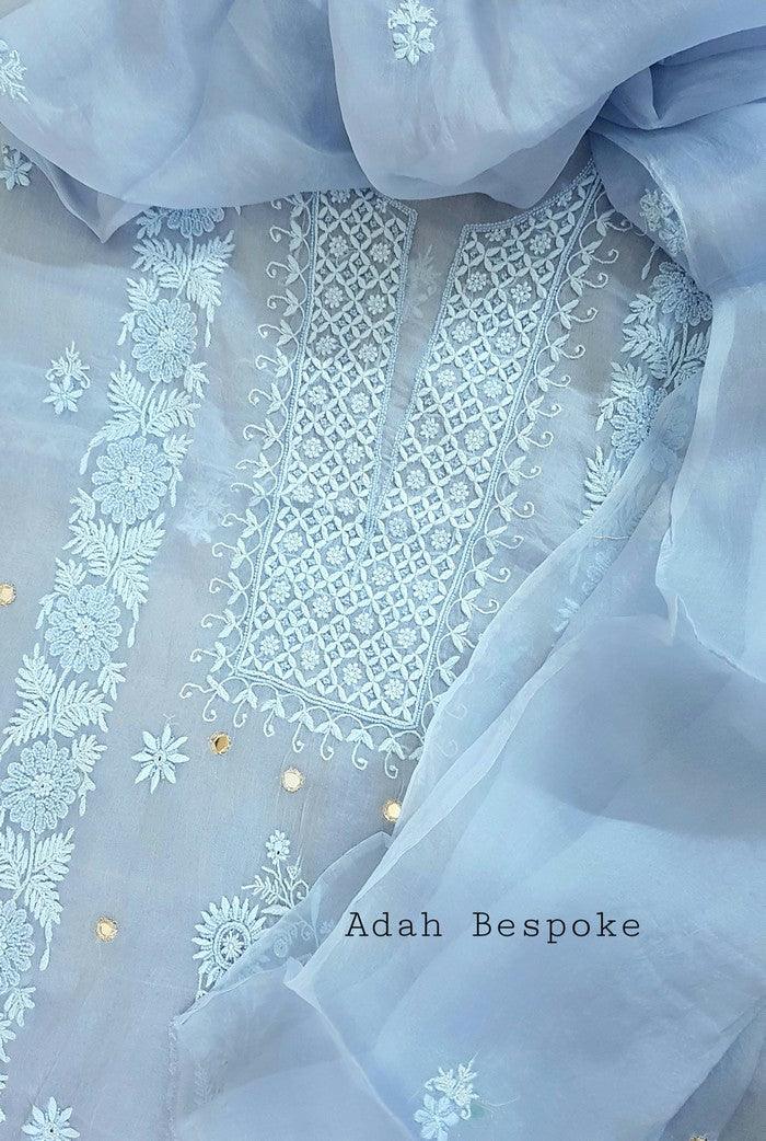 Chikankari Pure Organza Silk ( Pearl Work ) - Adah Chikankari