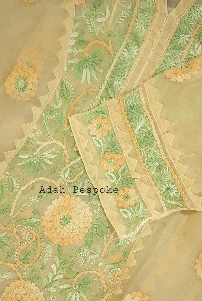 Chikankari Pure Organza Silk ( Kurta & Dupatta ) - Adah Chikankari