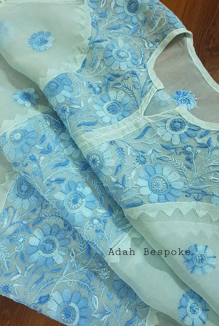 Chikankari Pure Organza Silk ( Kurta & Dupatta ) - Adah Chikankari