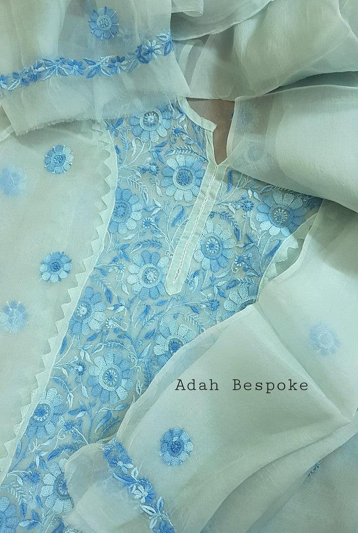 Chikankari Pure Organza Silk ( Kurta & Dupatta ) - Adah Chikankari