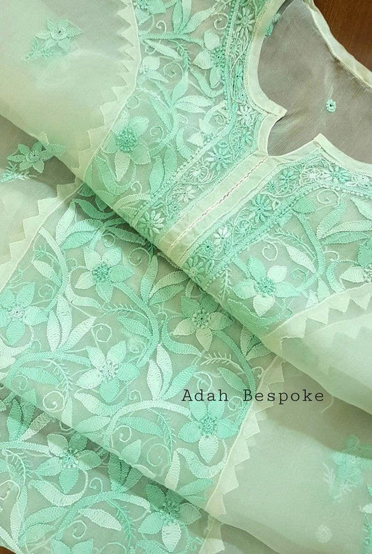 Chikankari Pure Organza Silk ( Kurta & Dupatta ) - Adah Chikankari