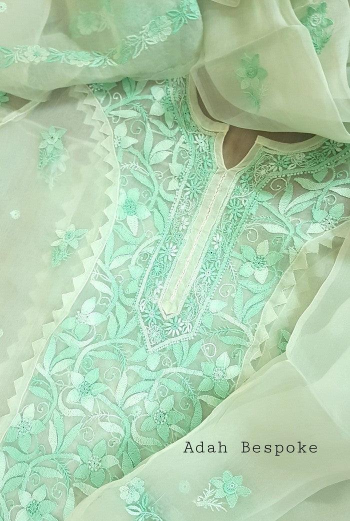 Chikankari Pure Organza Silk ( Kurta & Dupatta ) - Adah Chikankari