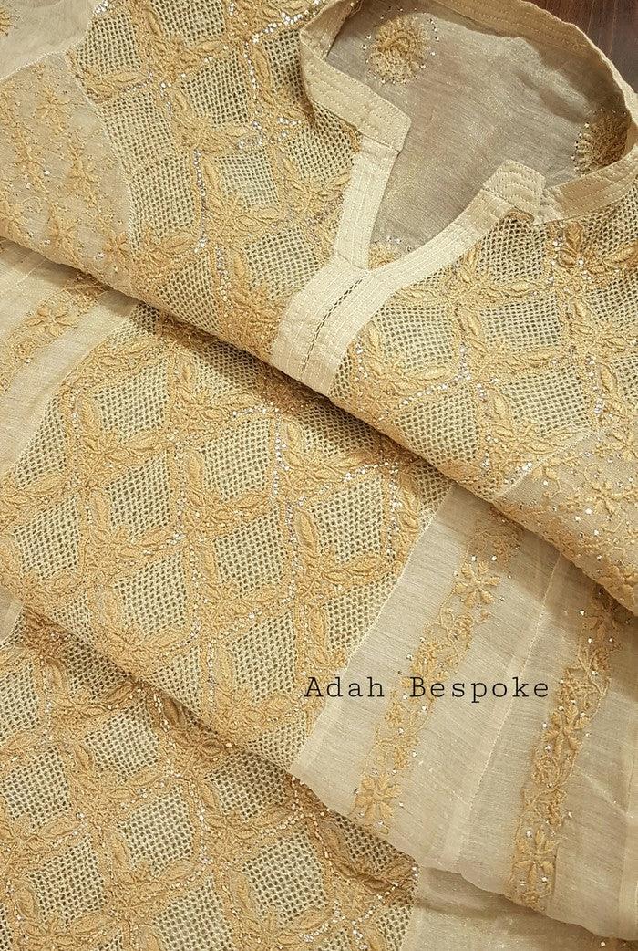 Chikankari Tissue Silk Anarkali ( Kasab Work ) - Adah Chikankari