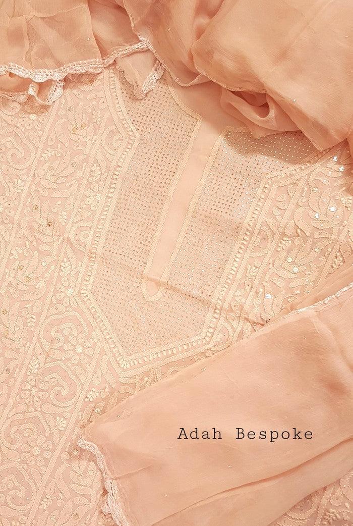 Chikankari Georgette Kurta & Dupatta ( Mukaish )