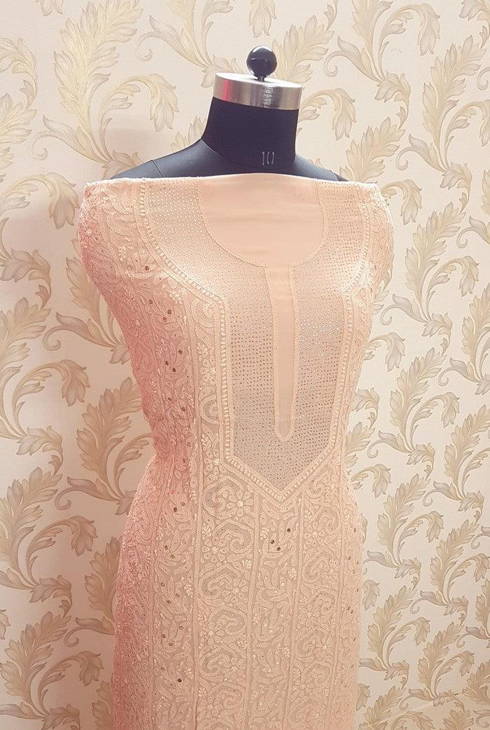 Chikankari Georgette Kurta & Dupatta ( Mukaish )