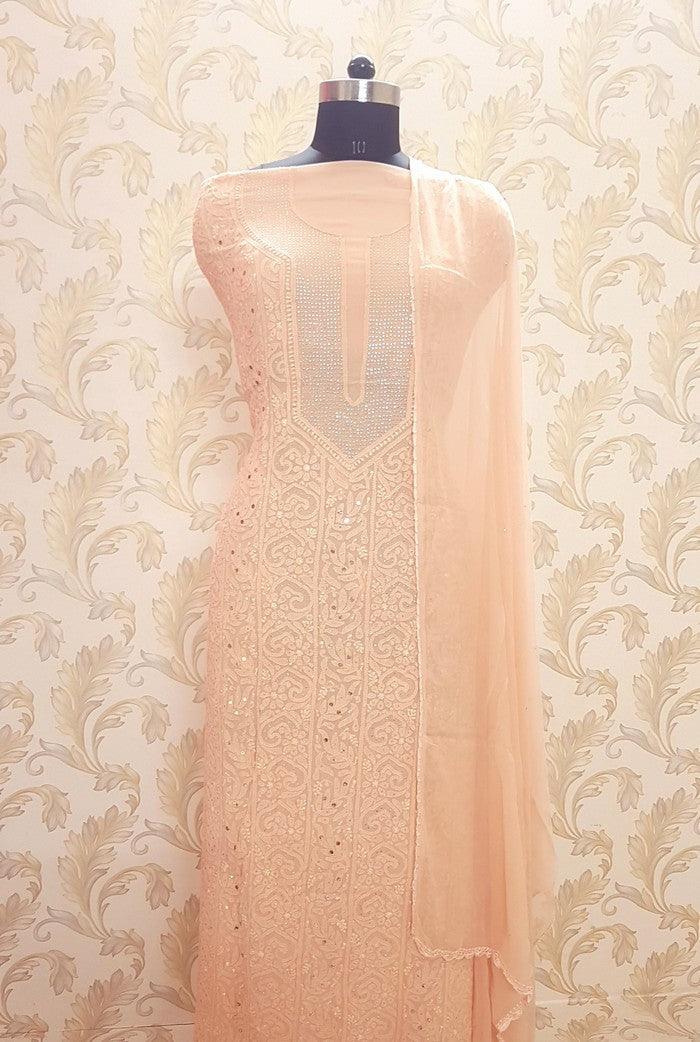 Chikankari Georgette Kurta & Dupatta ( Mukaish )